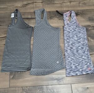 RXB Women's Striped and Patterned Tank Tops - Gray and Black